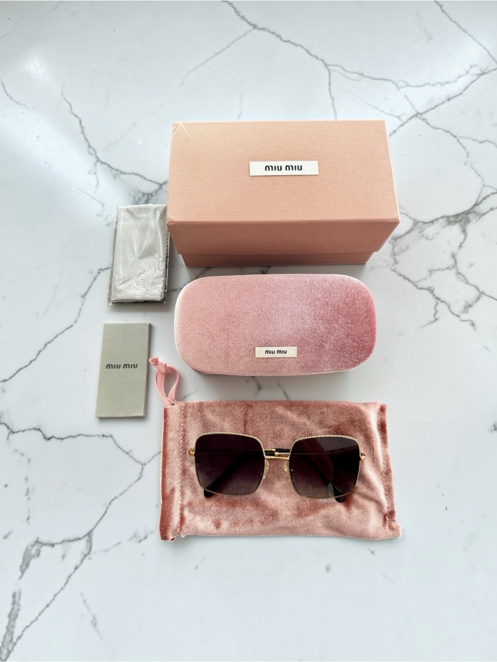 BNWT Miu Miu Oversized Gold Frame Sunglasses with Case